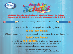Back to School Sales Tax Holiday